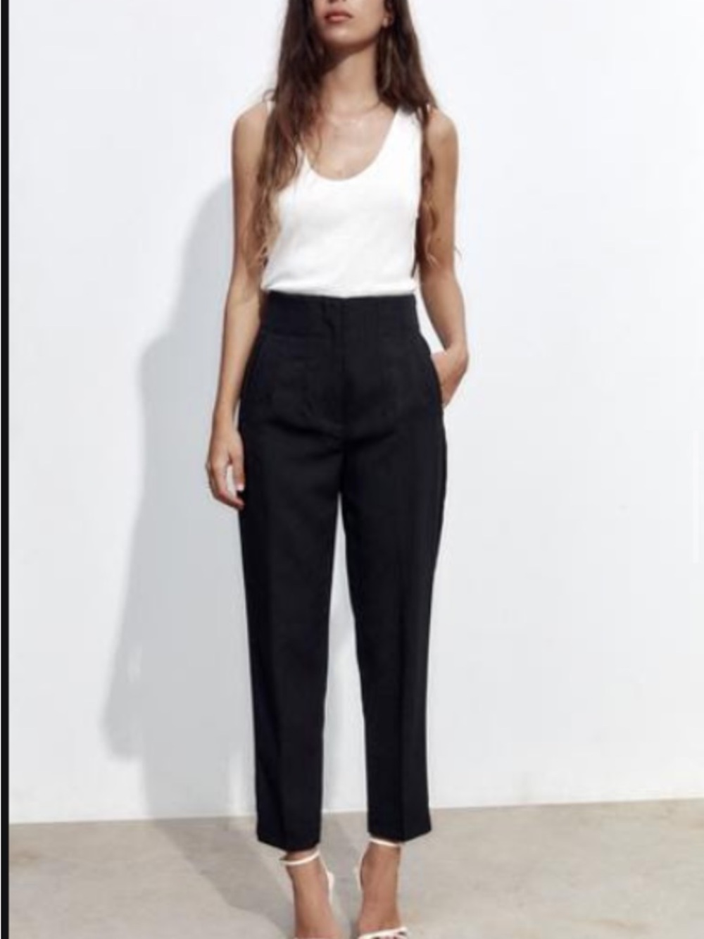 Zara Black High-Waist Straight Trousers